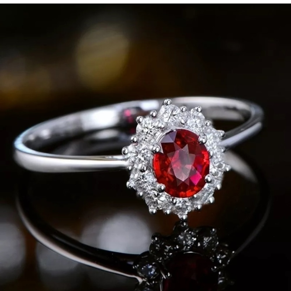 Vintage Oval Cut Ruby 925 Silver Filled Jewelry - Picture 4 of 7